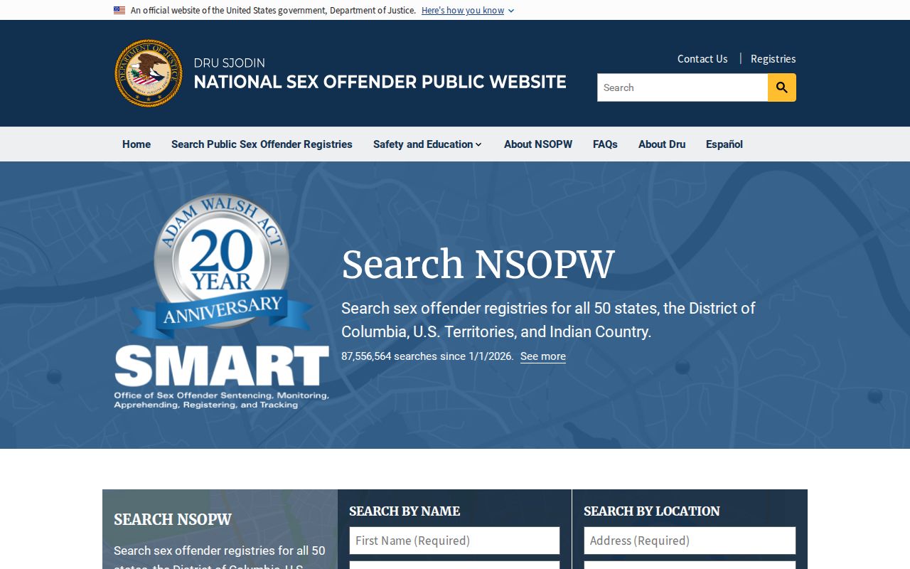 National sex offender public search for a Cole County registry check