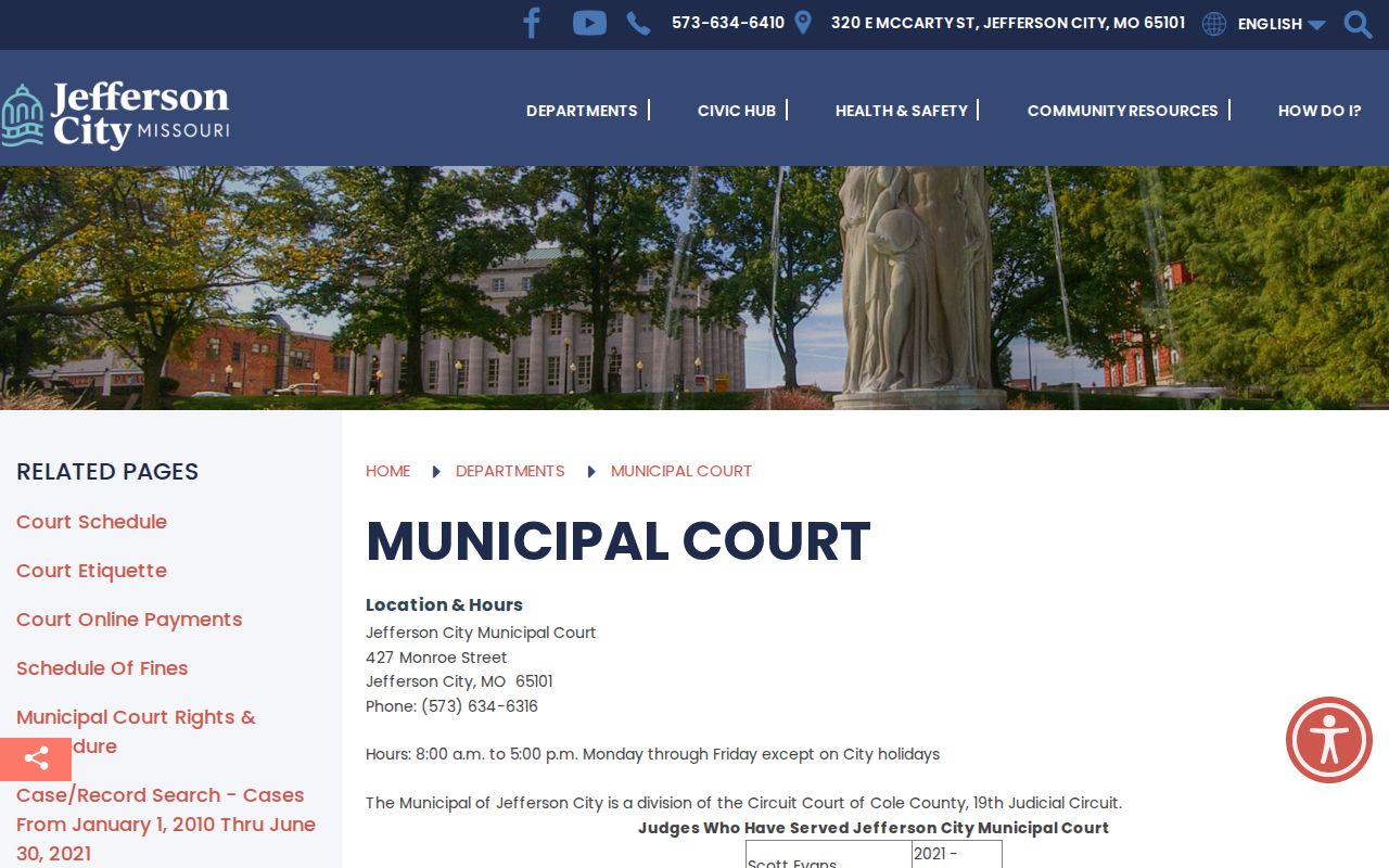 Jefferson City criminal records access through Municipal Court