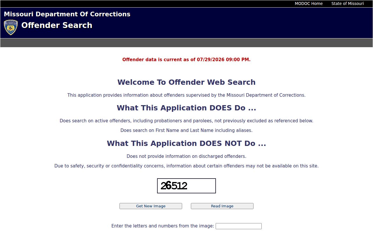 Cole County criminal history MODOC offender search